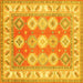 Square Machine Washable Geometric Yellow Traditional Rug, wshtr403yw