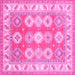 Square Geometric Pink Traditional Rug, tr403pnk