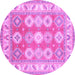 Round Geometric Purple Traditional Rug, tr403pur