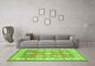 Machine Washable Geometric Green Traditional Area Rugs in a Living Room,, wshtr403grn