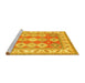 Sideview of Machine Washable Geometric Yellow Traditional Rug, wshtr403yw