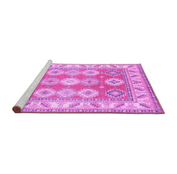 Sideview of Machine Washable Geometric Purple Traditional Area Rugs, wshtr403pur