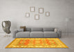 Machine Washable Geometric Yellow Traditional Rug in a Living Room, wshtr403yw
