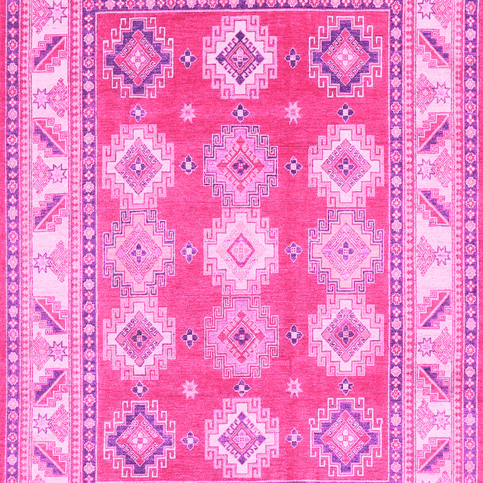 Machine Washable Geometric Pink Traditional Rug, wshtr403pnk