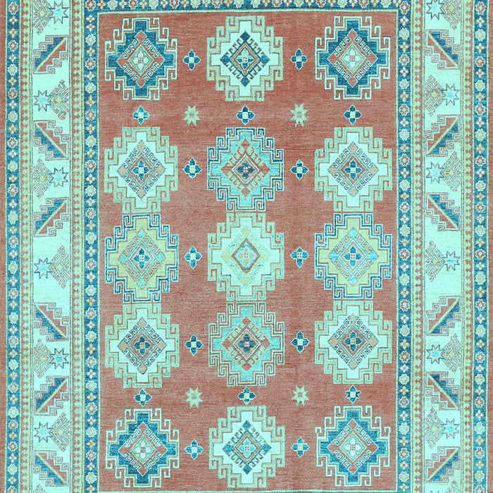 Machine Washable Geometric Light Blue Traditional Rug, wshtr403lblu
