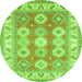 Square Geometric Green Traditional Rug, tr403grn