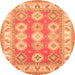 Square Geometric Orange Traditional Rug, tr403org