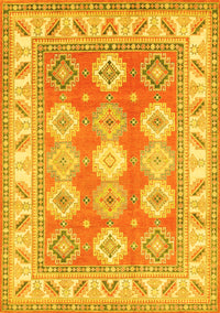 Geometric Yellow Traditional Rug, tr403yw