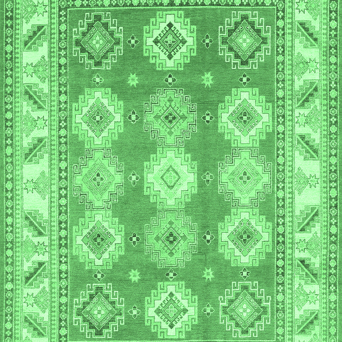 Machine Washable Geometric Emerald Green Traditional Area Rugs, wshtr403emgrn