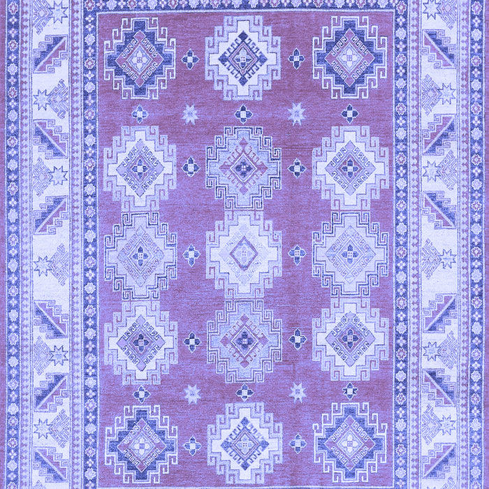Machine Washable Geometric Blue Traditional Rug, wshtr403blu