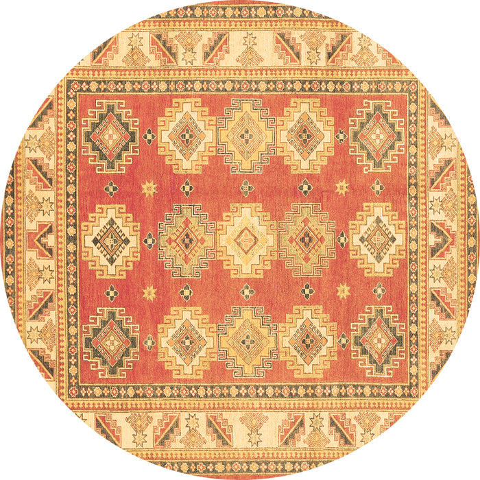 Round Machine Washable Geometric Brown Traditional Rug, wshtr403brn