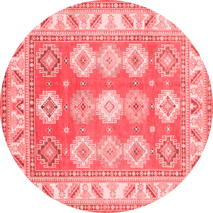 Machine Washable Geometric Red Traditional Rug, wshtr403red