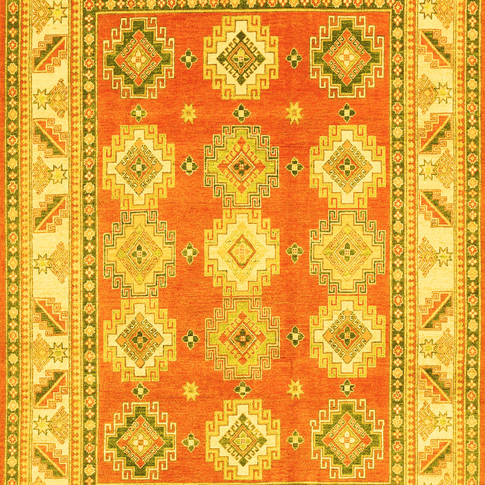 Machine Washable Geometric Yellow Traditional Rug, wshtr403yw