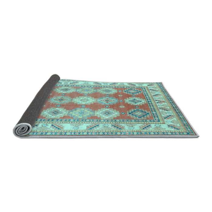 Sideview of Geometric Light Blue Traditional Rug, tr403lblu