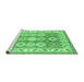 Sideview of Machine Washable Geometric Emerald Green Traditional Area Rugs, wshtr403emgrn