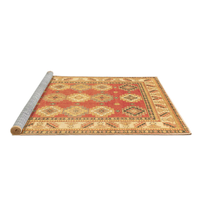 Sideview of Machine Washable Geometric Brown Traditional Rug, wshtr403brn