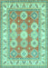 Machine Washable Geometric Turquoise Traditional Area Rugs, wshtr403turq