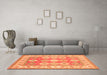 Machine Washable Geometric Orange Traditional Area Rugs in a Living Room, wshtr403org