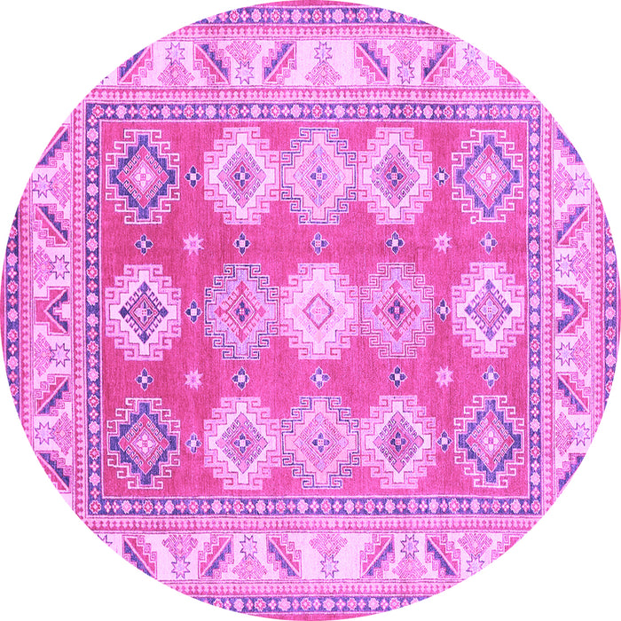 Round Machine Washable Geometric Purple Traditional Area Rugs, wshtr403pur
