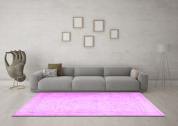 Machine Washable Persian Purple Traditional Area Rugs in a Living Room, wshtr4040pur
