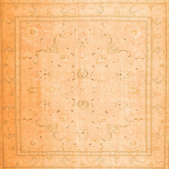 Round Machine Washable Persian Orange Traditional Area Rugs, wshtr4040org