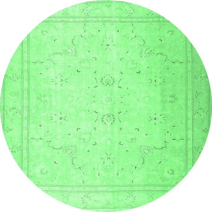 Round Machine Washable Persian Emerald Green Traditional Area Rugs, wshtr4040emgrn