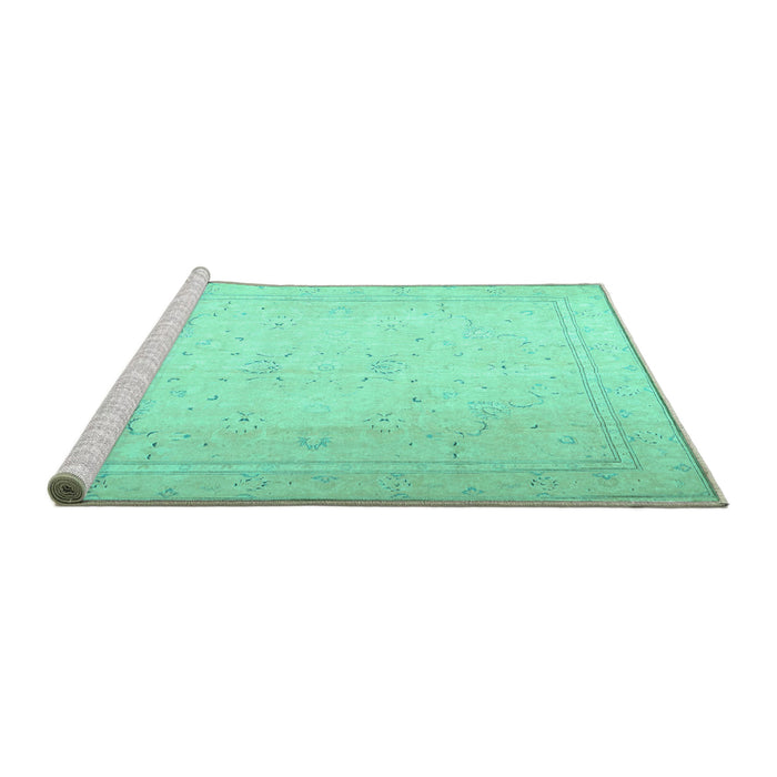 Sideview of Machine Washable Persian Turquoise Traditional Area Rugs, wshtr4040turq