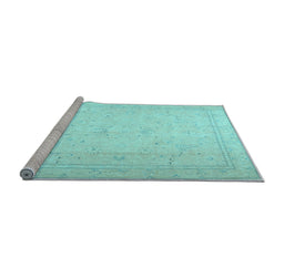 Sideview of Machine Washable Persian Light Blue Traditional Rug, wshtr4040lblu