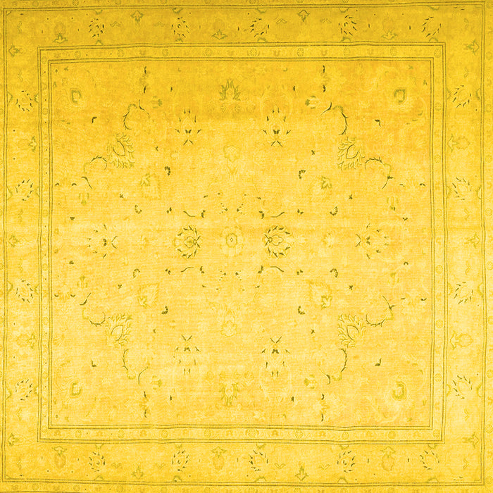 Square Machine Washable Persian Yellow Traditional Rug, wshtr4040yw