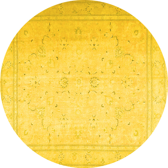 Round Persian Yellow Traditional Rug, tr4040yw