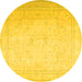 Round Persian Yellow Traditional Rug, tr4040yw