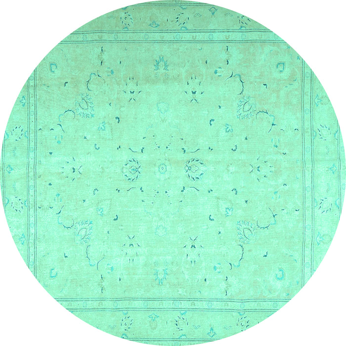 Round Persian Turquoise Traditional Rug, tr4040turq