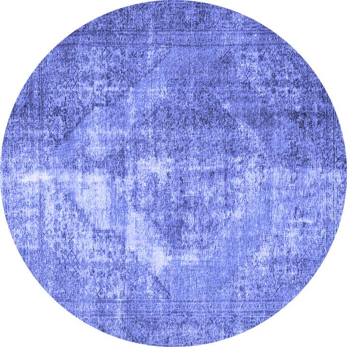 Round Machine Washable Persian Blue Traditional Rug, wshtr4041blu