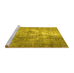 Sideview of Machine Washable Persian Yellow Traditional Rug, wshtr4041yw