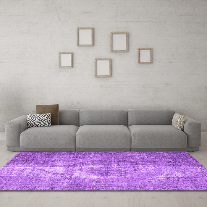 Machine Washable Persian Purple Traditional Area Rugs in a Living Room, wshtr4041pur