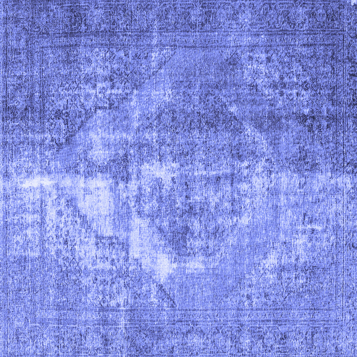 Square Machine Washable Persian Blue Traditional Rug, wshtr4041blu