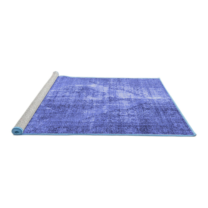 Sideview of Machine Washable Persian Blue Traditional Rug, wshtr4041blu