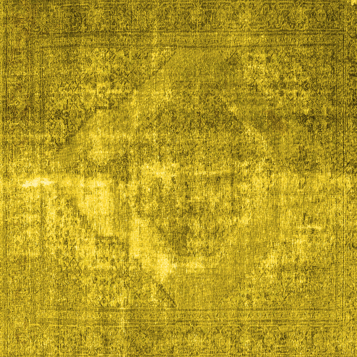 Square Machine Washable Persian Yellow Traditional Rug, wshtr4041yw