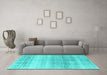 Machine Washable Persian Turquoise Traditional Area Rugs in a Living Room,, wshtr4042turq