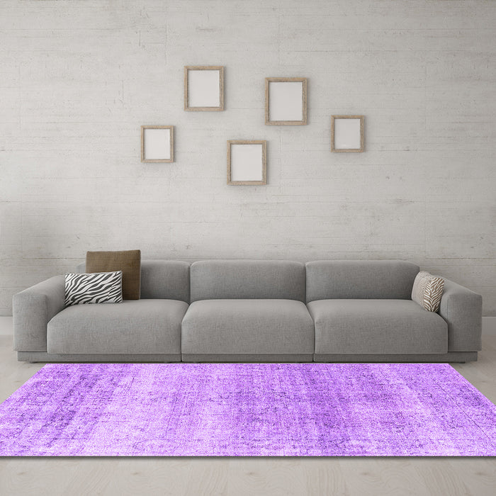 Machine Washable Persian Purple Traditional Area Rugs in a Living Room, wshtr4042pur