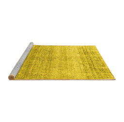 Sideview of Machine Washable Persian Yellow Traditional Rug, wshtr4042yw
