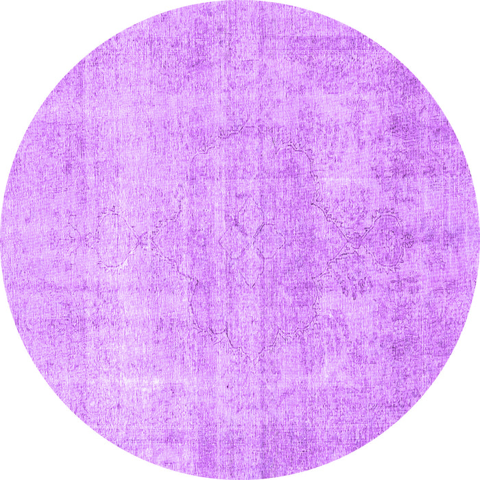 Round Machine Washable Persian Purple Traditional Area Rugs, wshtr4043pur