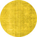 Round Machine Washable Persian Yellow Traditional Rug, wshtr4043yw