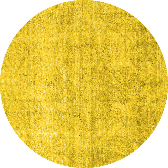 Round Persian Yellow Traditional Rug, tr4043yw