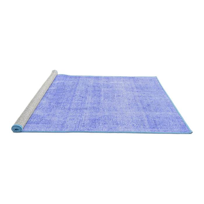 Sideview of Machine Washable Persian Blue Traditional Rug, wshtr4043blu
