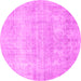 Round Machine Washable Persian Pink Traditional Rug, wshtr4043pnk