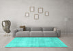 Machine Washable Persian Turquoise Traditional Area Rugs in a Living Room,, wshtr4043turq