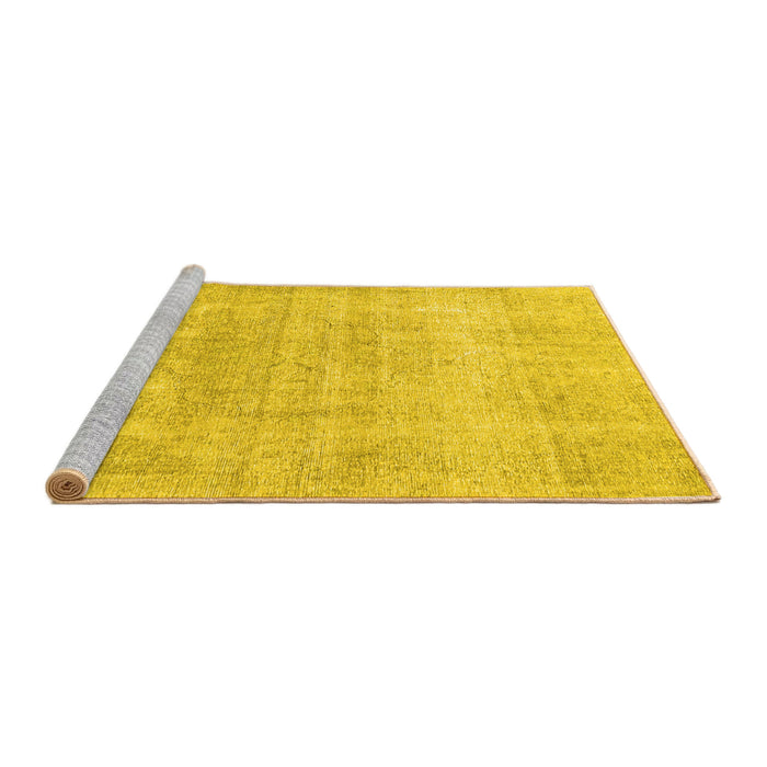 Sideview of Machine Washable Persian Yellow Traditional Rug, wshtr4043yw
