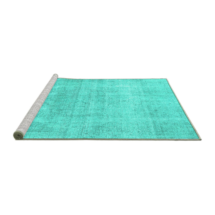 Sideview of Machine Washable Persian Turquoise Traditional Area Rugs, wshtr4043turq