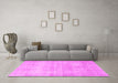 Machine Washable Persian Pink Traditional Rug in a Living Room, wshtr4043pnk
